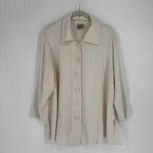 Uru top womens XL ivory button up silk oversized lagen look minimalist relaxed